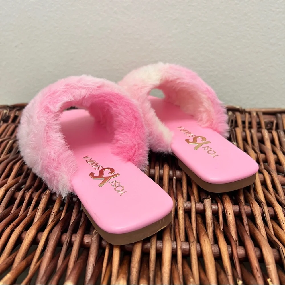 $60 NIB Yosi Samra Kids Fur Slippers Sandals Shoes Miss Nora Sz 12C 13C 1Y 2Y